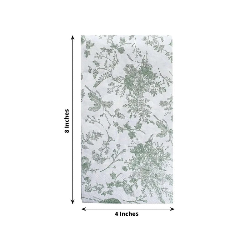 20 Floral 2 Ply French Toile Paper Disposable Dinner Napkins