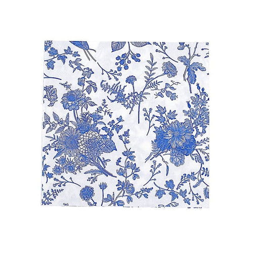 20 Floral Design 13" x 13" Dinner Paper Napkins - White and Blue NAP_BEV16_BLUE