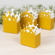 20 Glitter Princess Crown Paper Favor Boxes - Gold BOX_5X4_CRWN01_SET_GOLD