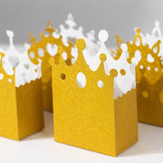 20 Glitter Princess Crown Paper Favor Boxes - Gold BOX_5X4_CRWN01_SET_GOLD