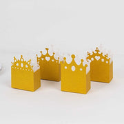 20 Glitter Princess Crown Paper Favor Boxes - Gold BOX_5X4_CRWN01_SET_GOLD