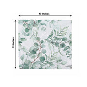 20 Leaves Design 13" x 13" Dinner Paper Napkins - White and Green NAP_BEV08_GRN