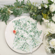 20 Leaves Design 13" x 13" Dinner Paper Napkins - White and Green NAP_BEV08_GRN