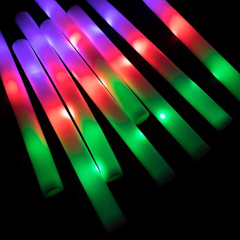 20 LED Foam Glow Sticks with 3 Flashing Modes - Assorted LED_STCK01_18_ASST