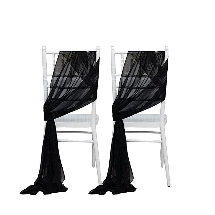 20 Pack 9ft Shimmer Sheer Drape Chair Decor - Sheer SASH_CHIF01_BLK