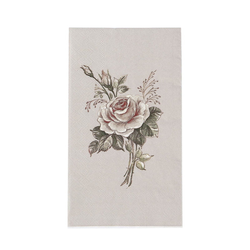 20 Paper Disposable Dinner Napkins with Rose Print - Pink and Ivory NAP_DIN08_IVR