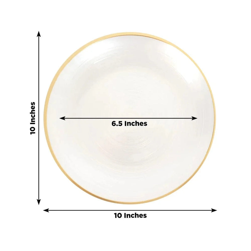 20 pcs 10" Plastic Dinner Plates - Gold Rim