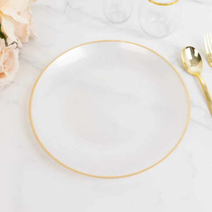 20 pcs 10" Plastic Dinner Plates - Gold Rim