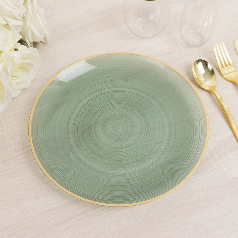 20 pcs 10" Plastic Dinner Plates - Gold Rim