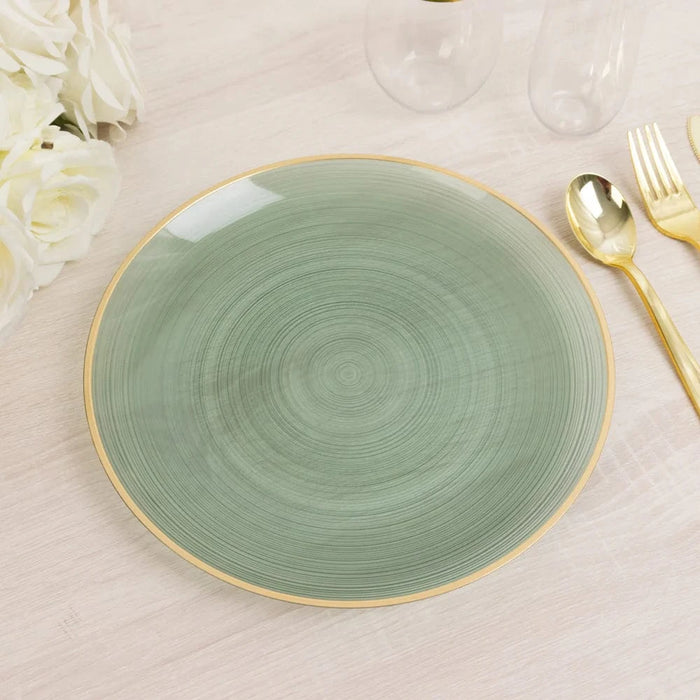 20 pcs 10" Plastic Dinner Plates - Gold Rim