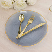 20 pcs 10" Plastic Dinner Plates - Gold Rim