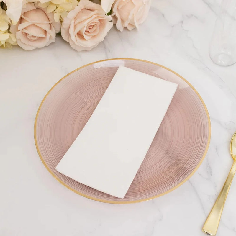 20 pcs 10" Plastic Dinner Plates - Gold Rim