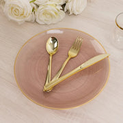 20 pcs 10" Plastic Dinner Plates - Gold Rim