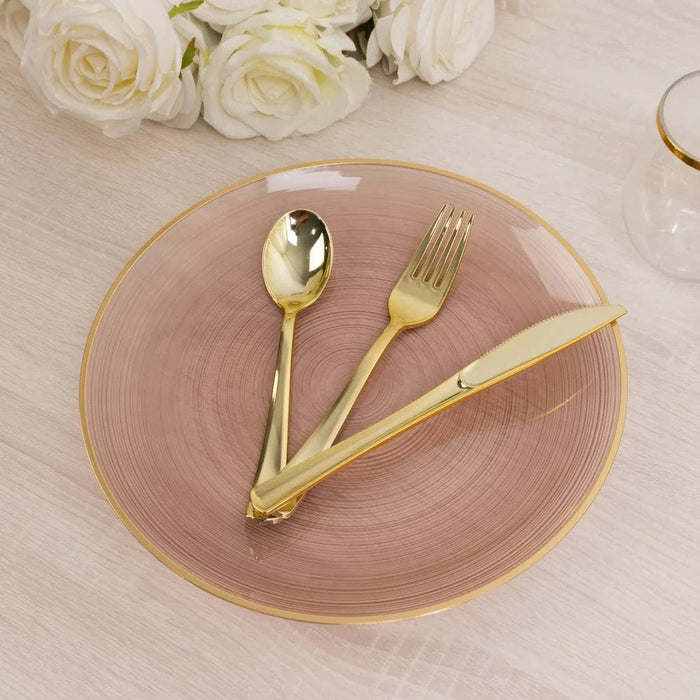 20 pcs 10" Plastic Dinner Plates - Gold Rim
