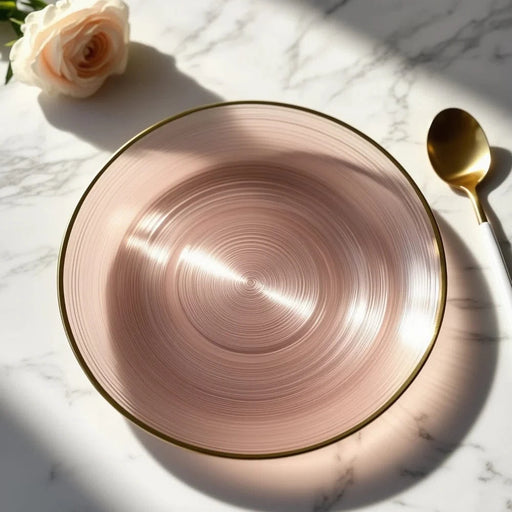 20 pcs 10" Plastic Dinner Plates - Gold Rim