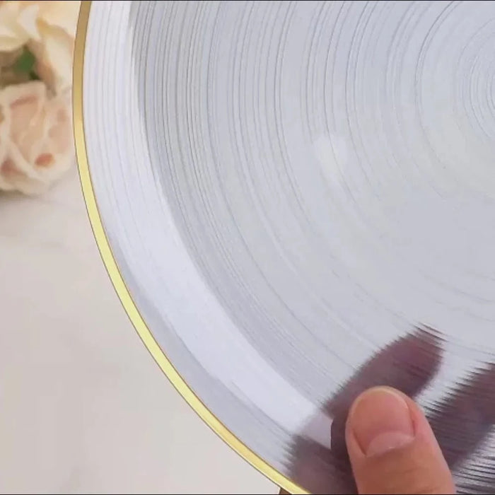 20 pcs 10" Plastic Dinner Plates - Gold Rim