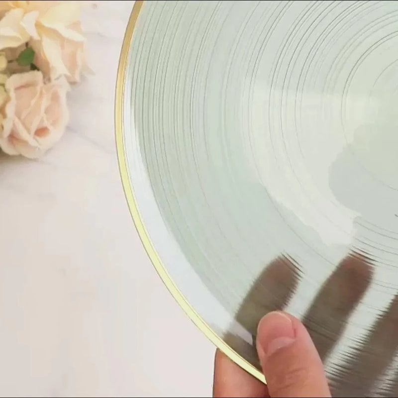 20 pcs 10" Plastic Dinner Plates - Gold Rim