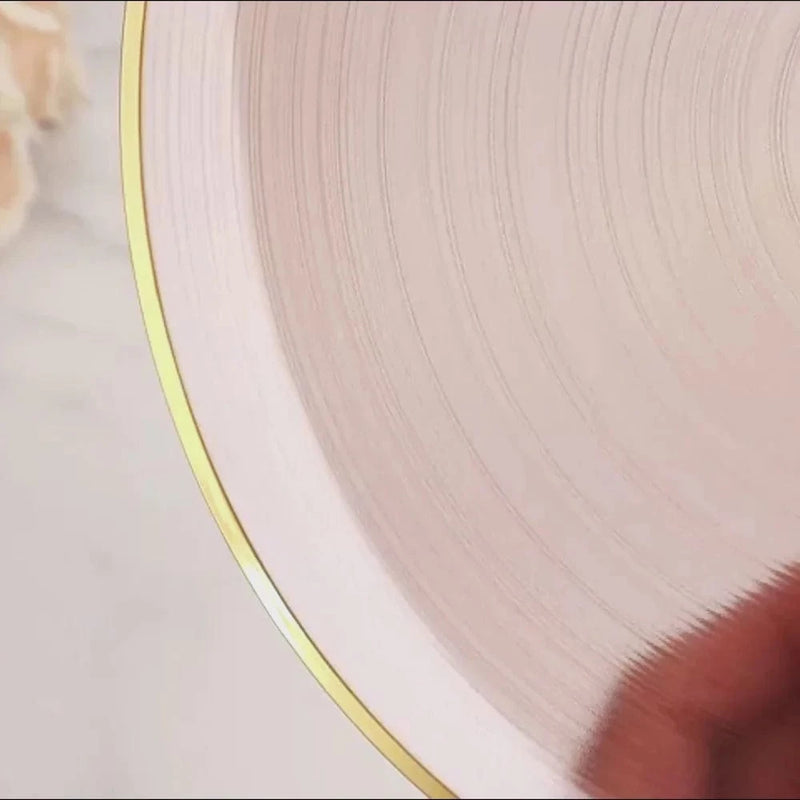 20 pcs 10" Plastic Dinner Plates - Gold Rim