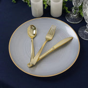 20 pcs 10" Plastic Dinner Plates - Gold Rim