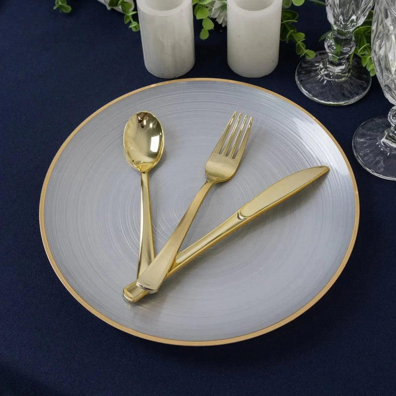 20 pcs 10" Plastic Dinner Plates - Gold Rim