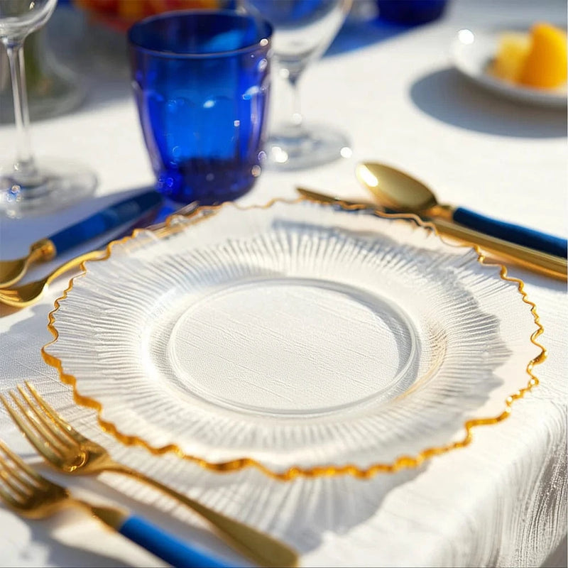 20 pcs 10" wide Plastic  Plates with Reef Desig - Disposable Tableware