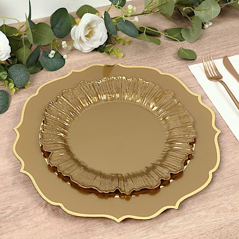 20 pcs 10" wide Plastic  Plates with Reef Desig - Disposable Tableware
