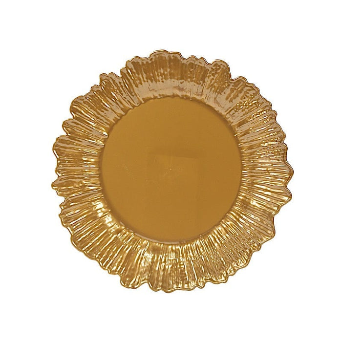 20 pcs 10" wide Plastic  Plates with Reef Desig - Disposable Tableware DSP_PLR0001_10_GOLD