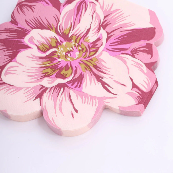 20 pcs 12.5" x 12.5" Peony Flower Shaped 2-Ply Paper Cocktail Napkins - Pink NAP_BEV04_FLOR