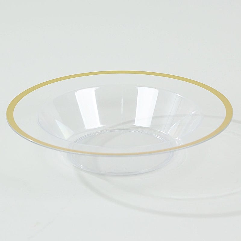 20 pcs 12 oz Plastic Salad Soup Bowls - Gold Rim DSP_BO0016_12_CLGD