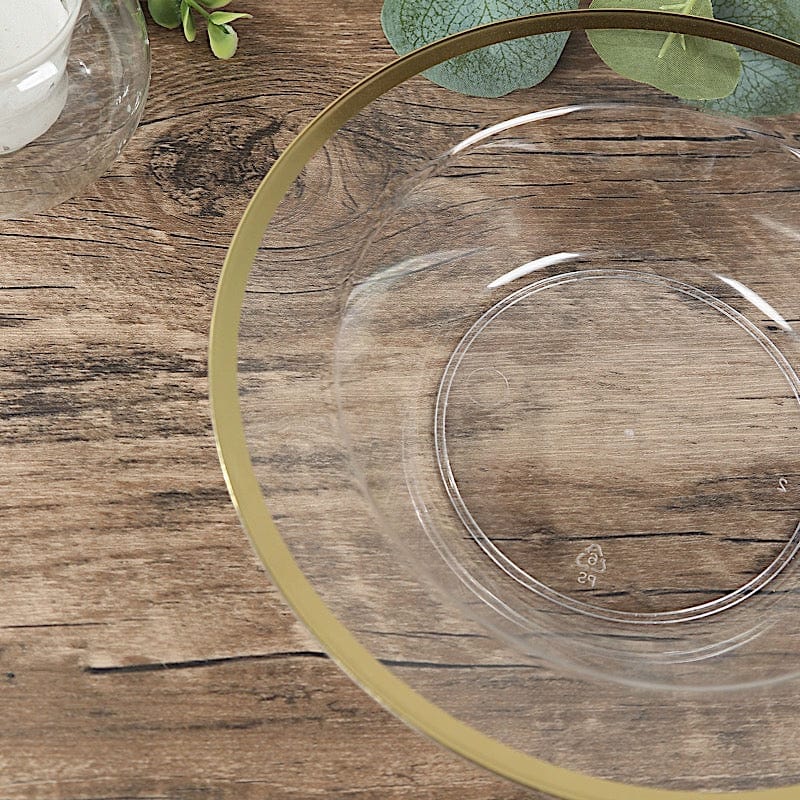 20 pcs 12 oz Plastic Salad Soup Bowls - Gold Rim DSP_BO0016_12_CLGD