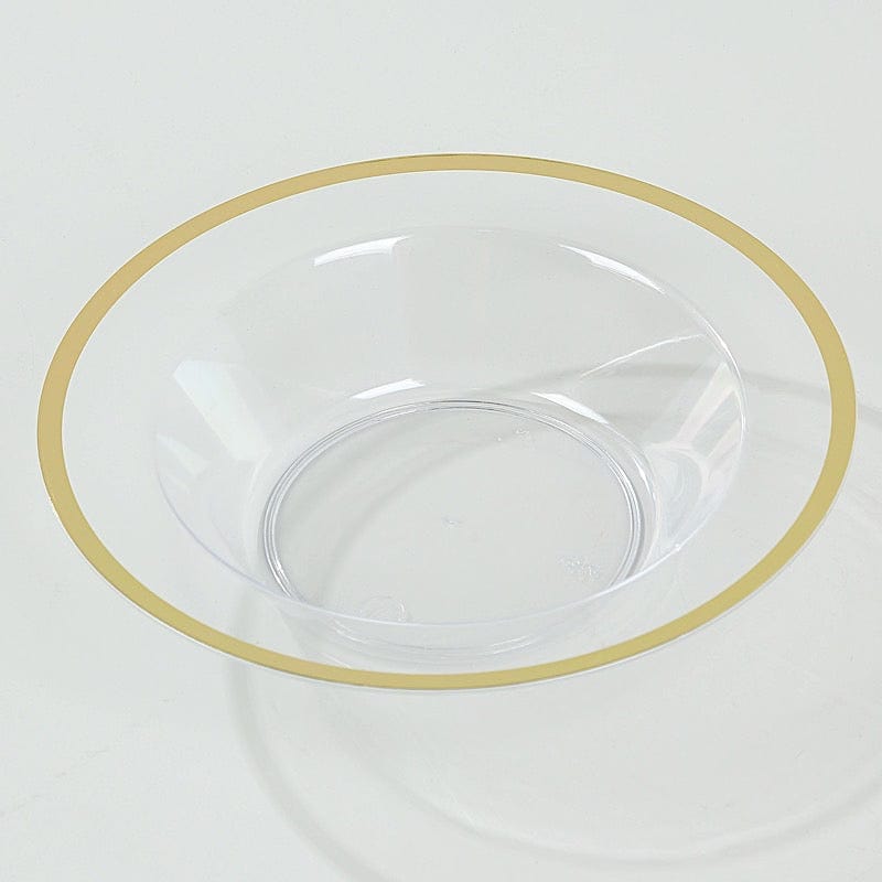20 pcs 12 oz Plastic Salad Soup Bowls - Gold Rim DSP_BO0016_12_CLGD