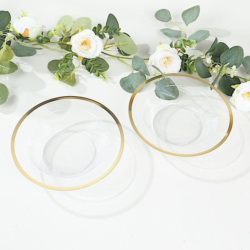 20 pcs 12 oz Plastic Salad Soup Bowls - Gold Rim DSP_BO0016_12_CLGD