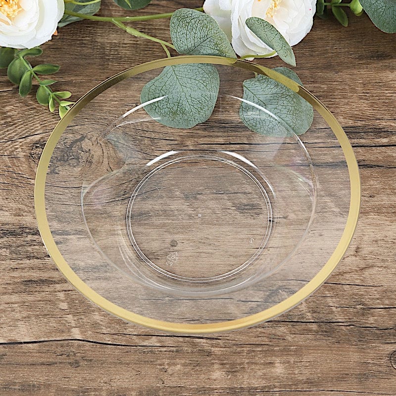 20 pcs 12 oz Plastic Salad Soup Bowls - Gold Rim DSP_BO0016_12_CLGD