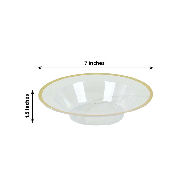 20 pcs 12 oz Plastic Salad Soup Bowls - Gold Rim DSP_BO0016_12_CLGD
