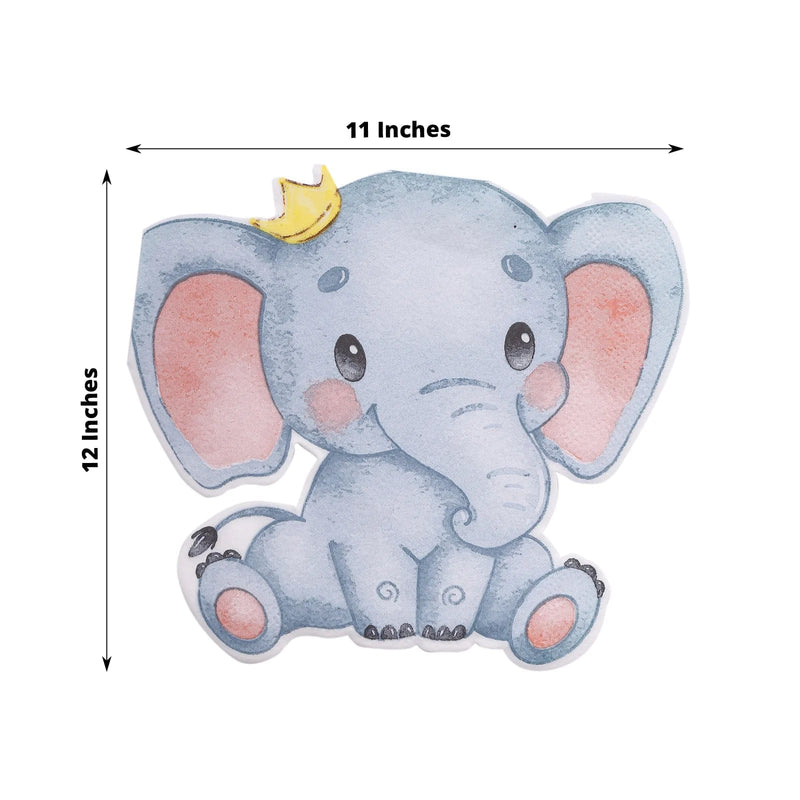 20 pcs 12" x 11" Elephant Shaped Baby Shower Paper Beverage Napkins - Blue NAP_BEV04_ELEP