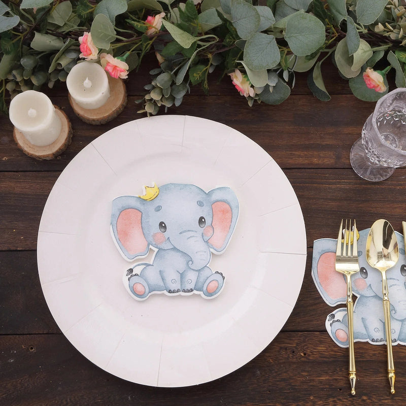 20 pcs 12" x 11" Elephant Shaped Baby Shower Paper Beverage Napkins - Blue NAP_BEV04_ELEP