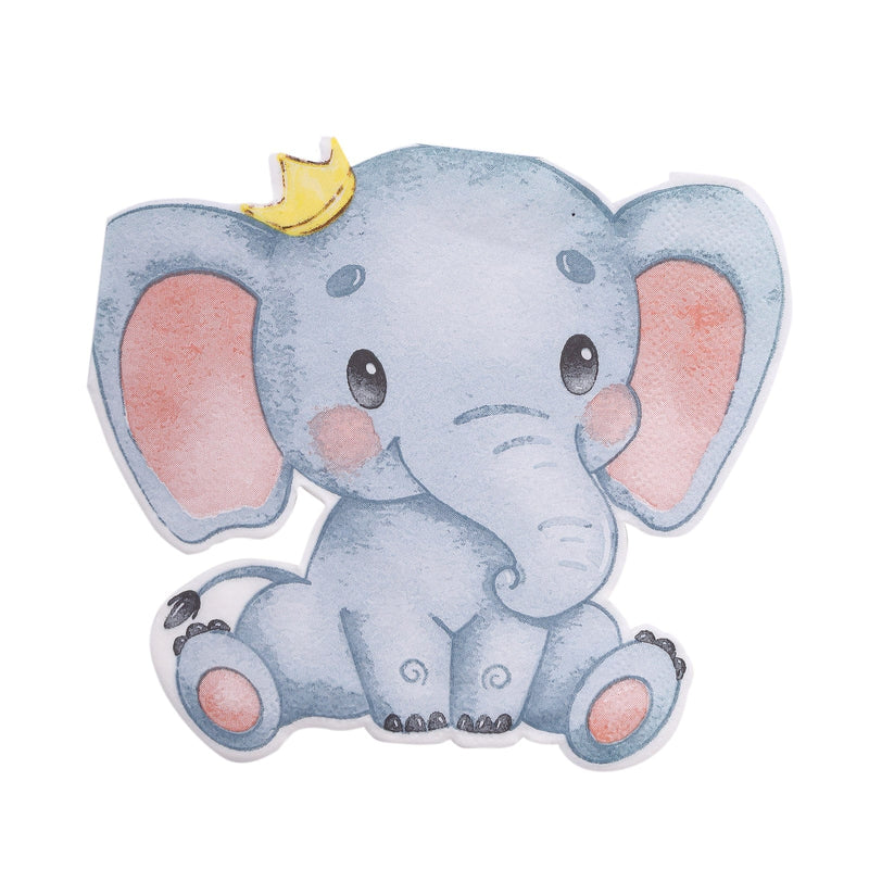 20 pcs 12" x 11" Elephant Shaped Baby Shower Paper Beverage Napkins - Blue NAP_BEV04_ELEP