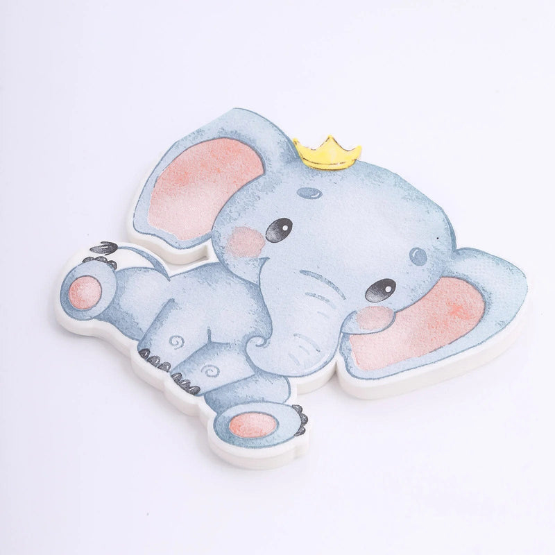 20 pcs 12" x 11" Elephant Shaped Baby Shower Paper Beverage Napkins - Blue NAP_BEV04_ELEP