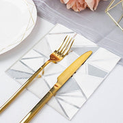 20 pcs 13" x 13" 2 Ply Soft Geometric Silver Foil Paper Party Napkins NAP_BEV07_SVSV