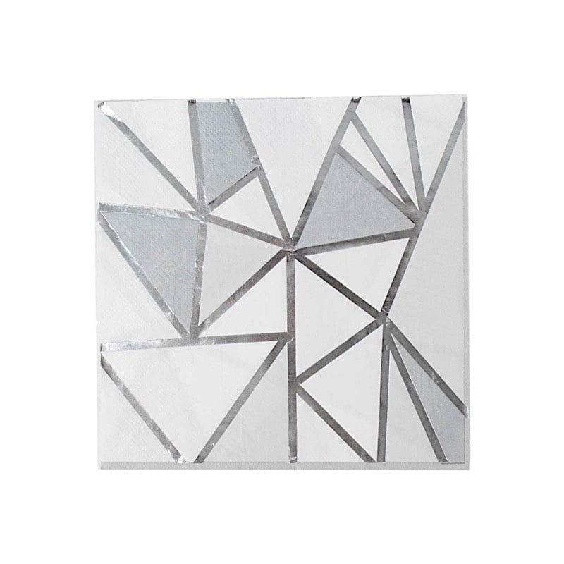 20 pcs 13" x 13" 2 Ply Soft Geometric Silver Foil Paper Party Napkins NAP_BEV07_SVSV