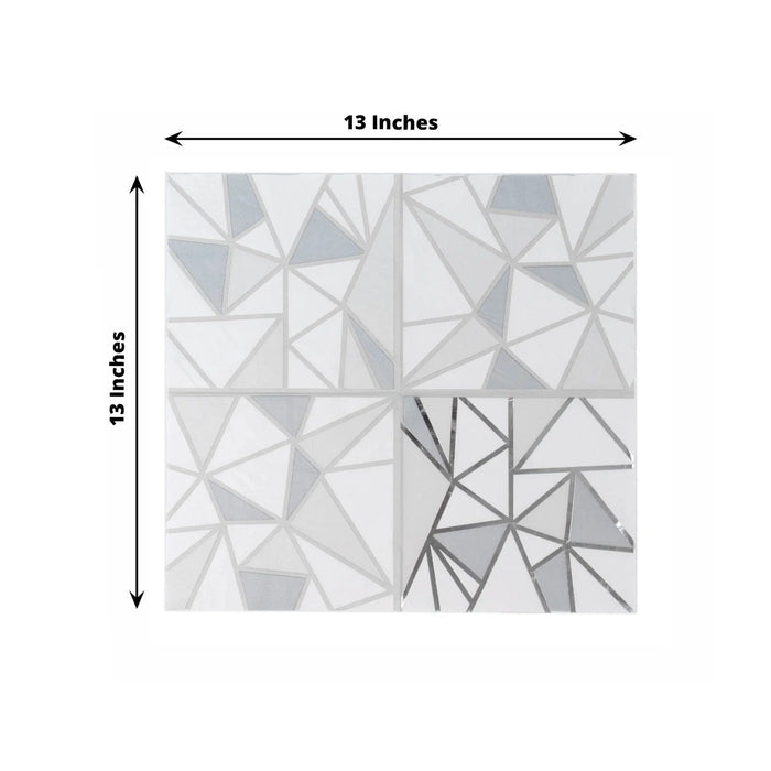 20 pcs 13" x 13" 2 Ply Soft Geometric Silver Foil Paper Party Napkins NAP_BEV07_SVSV