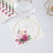 20 pcs 13" x 13" 2 Ply Soft Hexagon Frame Floral Paper Napkins - White and Gold NAP_BEV07_WHGD