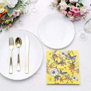 20 pcs 13" x 13" Bright Blooming Flowers Paper Beverage Napkins - Yellow NAP_BEV08_YEL