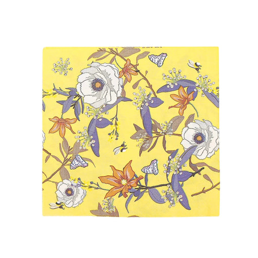 20 pcs 13" x 13" Bright Blooming Flowers Paper Beverage Napkins - Yellow NAP_BEV08_YEL