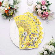 20 pcs 13" x 13" Bright Blooming Flowers Paper Beverage Napkins - Yellow NAP_BEV08_YEL