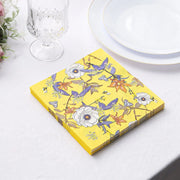 20 pcs 13" x 13" Bright Blooming Flowers Paper Beverage Napkins - Yellow NAP_BEV08_YEL
