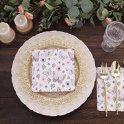 20 pcs 13" x 13" Butterfly Paper Beverage Napkins -Lavender and Ivory NAP_BEV08_LAV