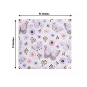 20 pcs 13" x 13" Butterfly Paper Beverage Napkins -Lavender and Ivory NAP_BEV08_LAV