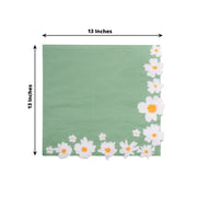 20 pcs 13" x 13" Daisy Flower Paper Cocktail Napkins - Sage Green NAP_BEV08_NAVY