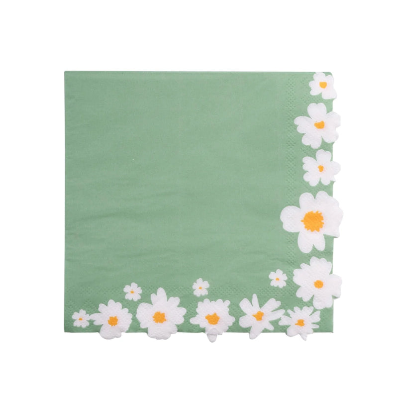 20 pcs 13" x 13" Daisy Flower Paper Cocktail Napkins - Sage Green NAP_BEV08_NAVY